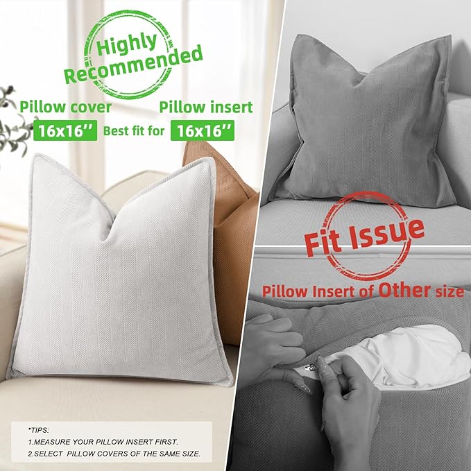 ZWJD Cream Pillow Covers 20x20 Set of 2 Chenille Throw Pillow Covers with Elegant Design Soft and Luxurious Decorative Throw Pillows for Couch, Bed, and Home Decor
