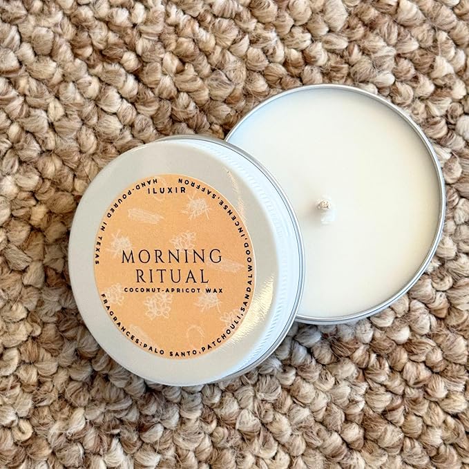 Morning Ritual Scented Candle – Earthy Moss, Palo Santo & Sandalwood – Ideal for Yoga, Meditation & Relaxation – Long Burning, Vegan, Phthalate-Free, Hand-Poured in The USA (4 Pack, 2 oz Each)