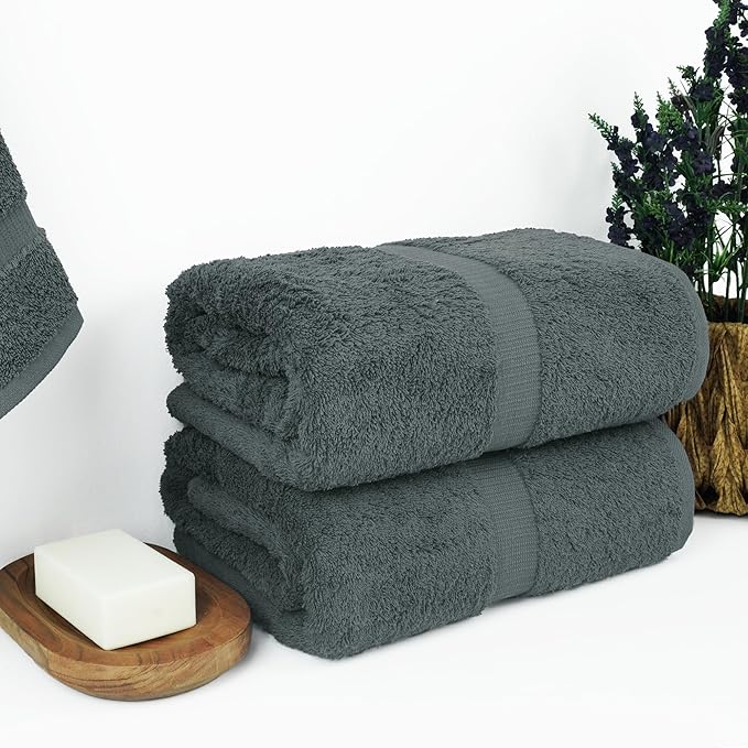 Chakir Turkish Linens, 100% Cotton Premium Quality Turkish Bath Sheets (35''x70'' Large Bath Sheet Towels - Dark Gray)