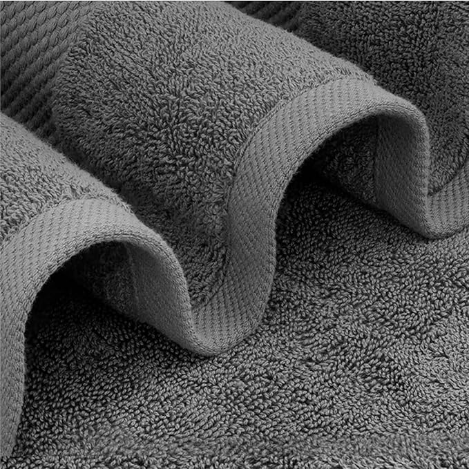 Luxury White Bath Towels Large - 100% Soft Cotton 700 GSM | Absorbent Hotel Bathroom Towel | 27 inch X 54 inch | Set of 4 | Gray