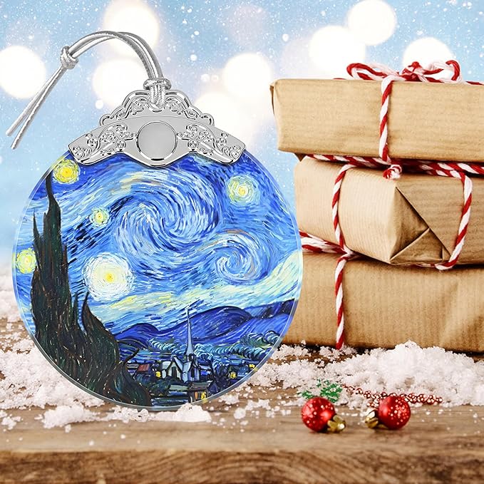 Starry Night Christmas Ornament - Stained Glass Hanging Decoration Idea
