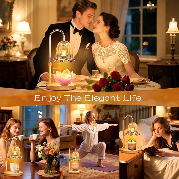 Electric Candle Warmer Lamp with Timer: Birthday Gifts for Women Mom, Adjustable Height & Brightness, Wax Warmer for Scented Wax with 2 Bulbs, Ideal for Home Decor