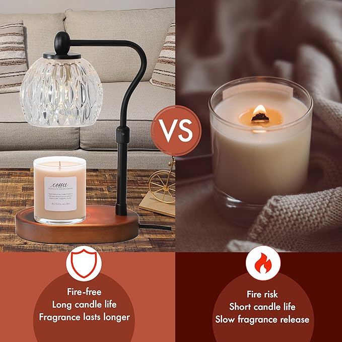 Candle Warmer Lamp with Dimmer, Height Adjustable Candle Lamp Warmer for Jar Candles, Electric Candle Warmer, Dimmable Candle Warmer Lamp