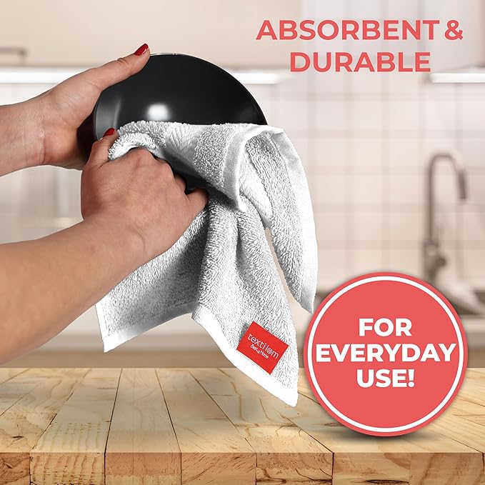 TEXTILOM 100% Turkish Cotton 6 Pcs Bath Towel Set, Luxury Bath Towels for Bathroom, Soft & Absorbent Bathroom Towels Set (2 Bathtowels, 2 Hand Towels, 2 Washcloths)- White