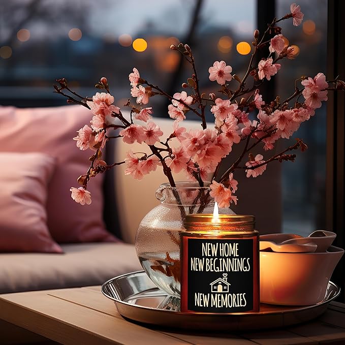 New Home New Beginnings Candle - Housewarming Gifts for Women Men Friends - Hawaii Pineapple Soy Wax Jar Candle - Congratulations New Homeowner, First Apartment - Welcome & Moving Away Gift