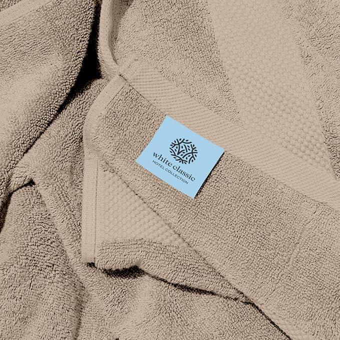 White Classic Luxury Bath Towels Set of 4 Large - 700 GSM Cotton Ultra Soft Bath Towels 27x54 | Highly Absorbent and Quick Dry | Hotel Towels for Bathroom Luxury, Plush Shower Towels, Taupe