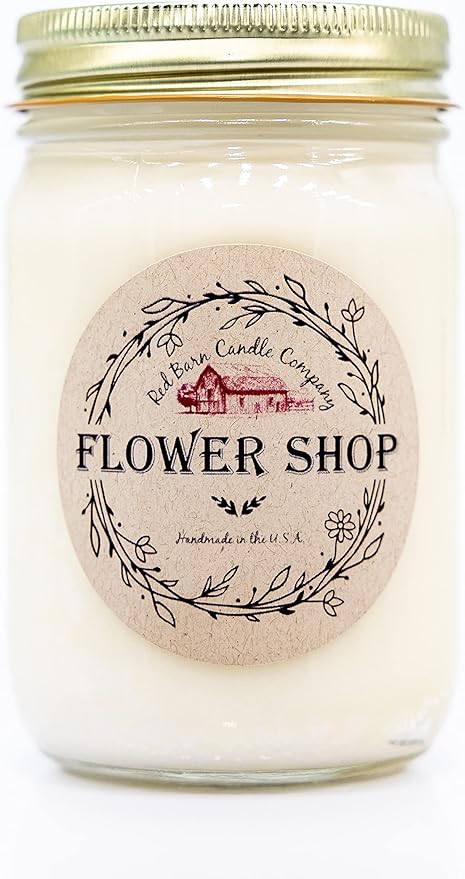 Flower Shop Aromatherapy Candle 12 oz | 100% All-Natural Soy Wax & Essential Oil Infused | 60+ Hour Burn Time | Pet Safe + Smoke Odor Eliminating | Handmade in U.S.A. | Non-Toxic Candles