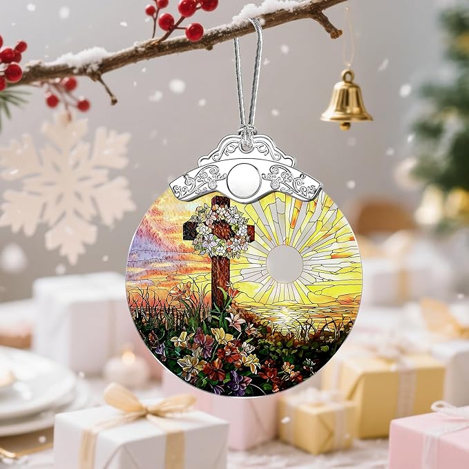 Christian Cross Ornament, Christmas Ornaments, Christian Christmas Decoration, Religious Decor, Gifts for Christians, Religious Gifts, Baptism Gift, Easter & Xmas Gift 
