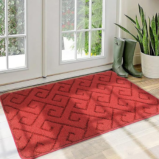 Walensee Indoor Doormat, Front Door Mat for Entrance (32"x48" Red) Machine Washable Entryway Rug, Non Slip Trapper Door Rugs Absorbent Dirt Low Profile Shoes Scraper Inside Floor Mats for Entry