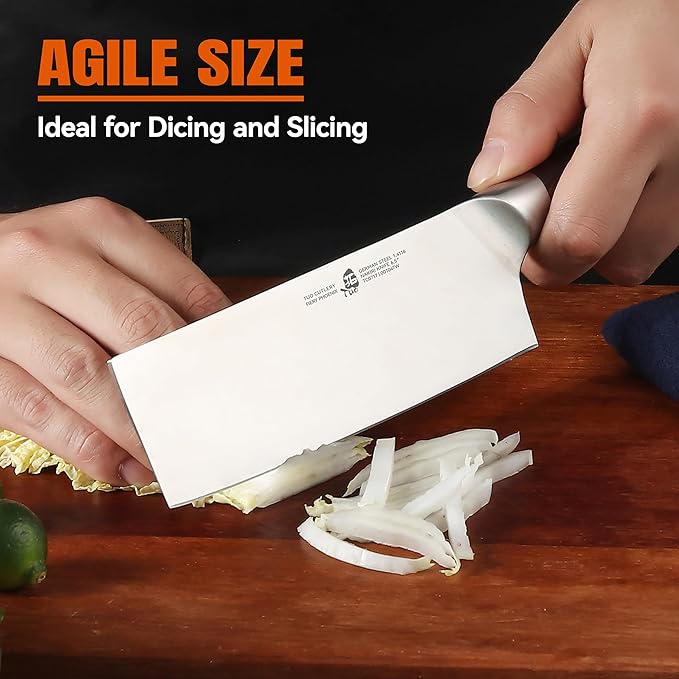 TUO Nakiri Knife 6.5" Vegetable Cleaver, Japanese Chef Knife for Kitchen Vegetable Chopping, German High Carbon Stainless Steel, Ergo Pakkawood Handle