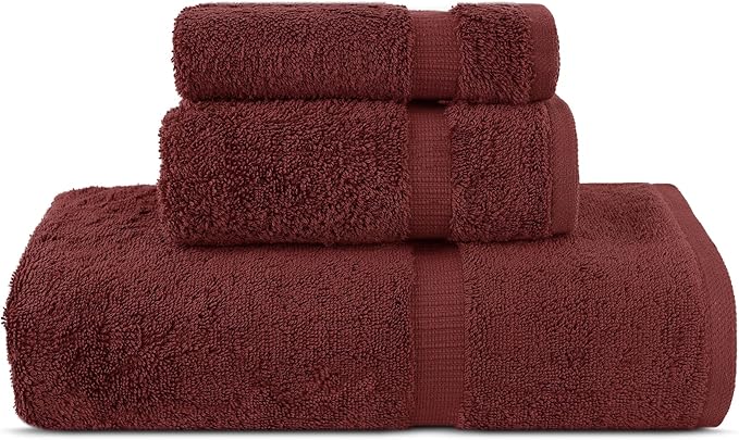 Chakir Turkish Linens | Hotel & Spa Quality 100% Cotton Premium Turkish Towels | Soft & Absorbent (Personalized 3-Piece Towel Set, Cranberry)