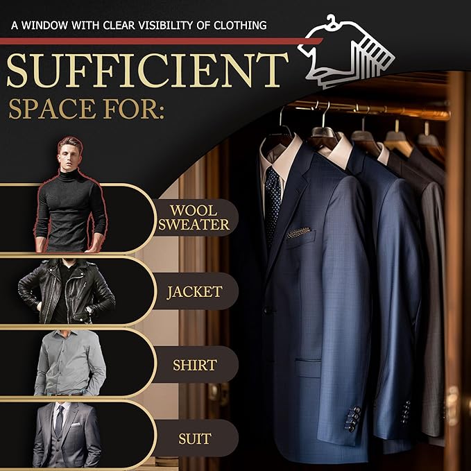 10 Pack 40-inch Garment Bags for Travel, Garment Bags for Hanging Clothes with Zipper and Visible Transparent Window,Black