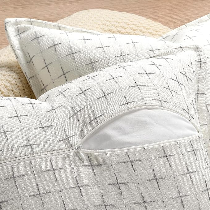 ZWJD Pillow Covers 26x26 Set of 2 Soft Polyester Textured Pillow Covers with Stylish Flange Edge Cozy Farmhouse Throw Pillows for Couch Bed Sofa Living Room