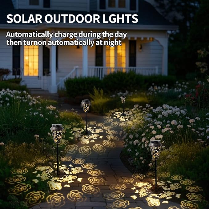 Solar Pathway Lights Outdoor Waterproof, Metal Copper Butterfly Solar Lantern for Yard, Garden, Walkway, Patio Decor and More, Ideal Landscape Lighting Gift for Women, Mom, Grandma