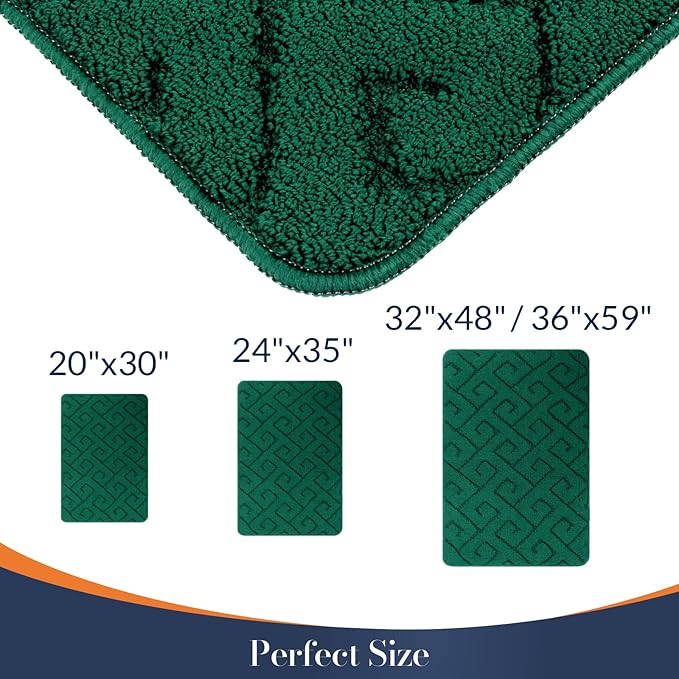 Walensee Indoor Doormat, Front Door Mat for Entrance (20"x32" Green) Machine Washable Entryway Rug, Non Slip Trapper Door Rugs Absorbent Dirt Low Profile Shoes Scraper Inside Floor Mats