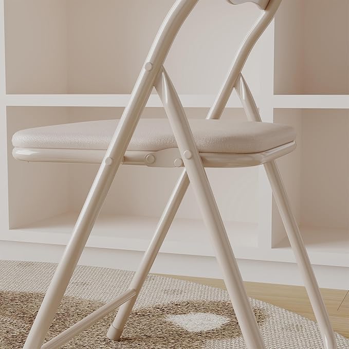 GarveeHome Boys and Girls Folding Table and Chair Set of 3, Featuring a Portable Table and Chairs with Soft Pu Cushions. No Assembly is Required, Perfect for Eating, Reading and Playing,Beige.