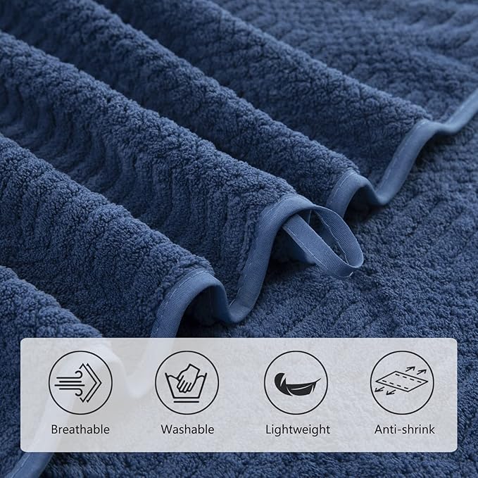 4 Piece Oversized Bath Towels Set 35x70 Inches, Navy Extra Large Soft Bath Sheet Chair Towels 600 GSM Highly Absorbent Quick Dry Towels Set for Bathroom Hotel Spa