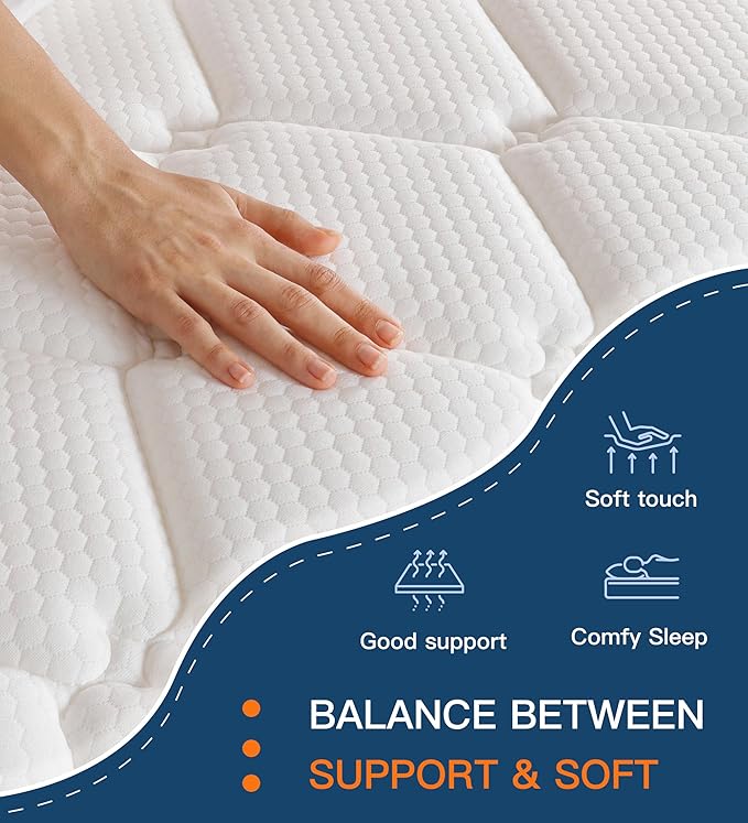 Queen Mattress,12 Inch Queen Size Mattresses Memory Foam Hybrid Black Mattress in a Box,with Provide Support and Improve Sleep Mattresses,Medium Firm.