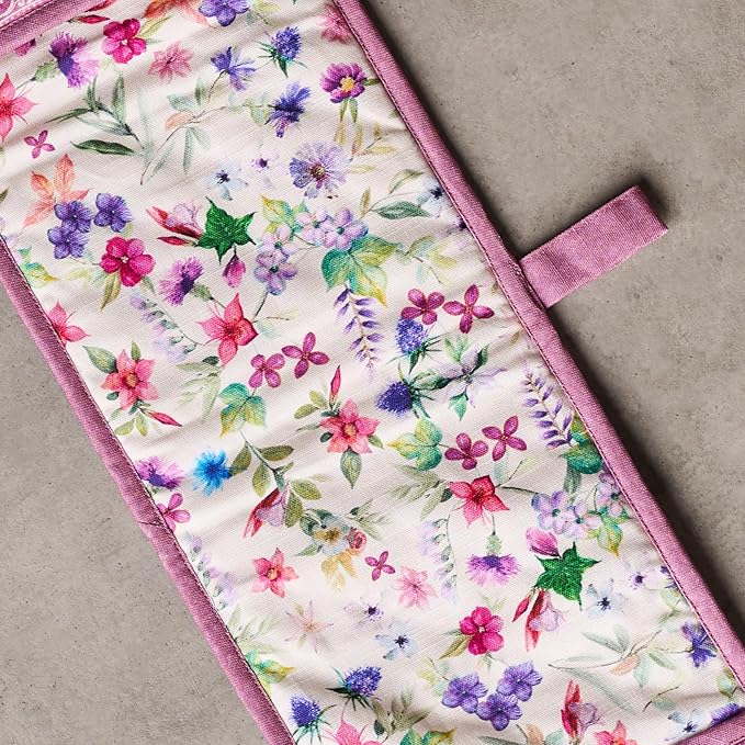 Maison d' Hermine Double Oven Mitts 100% Cotton 7"x35" Double Oven Mitt Heat Resistant BBQ Cooking Gloves with Loop, Baking, Grilling, Home, Kitchen, Handling Hot Pans Spring Summer (Chardon)