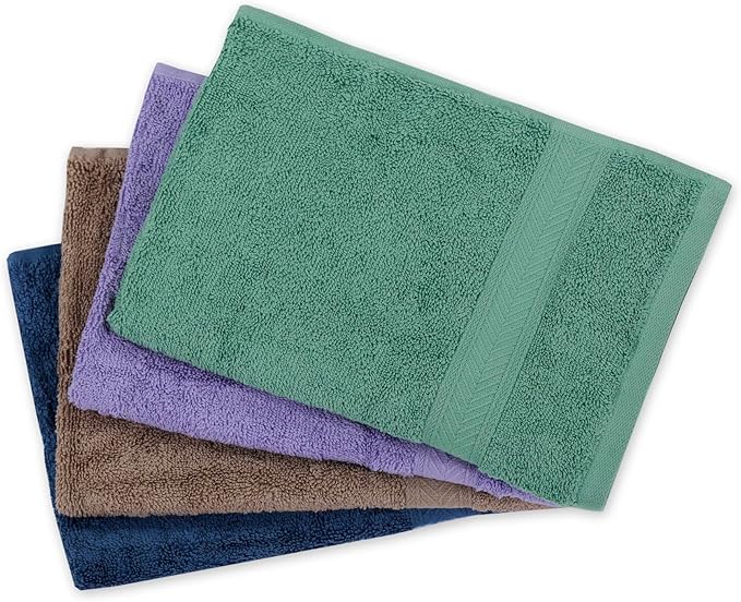 Casa Lino 100% Cotton Hand Towels for Bathroom - Soft, Highly Absorbent & Quick Dry Kitchen Towels - Gym Towel Set - Travel Towel Set - 24" x 16" - Pack of 4 - (Multicolor II)