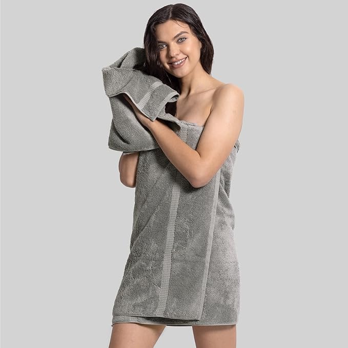 Chakir Turkish Linens 100% Cotton Premium Turkish Towels for Bathroom, 2 Large Bath Towels, 2 Hand Towels, 2 Washcloths (6-Piece Towel Set, Gray)