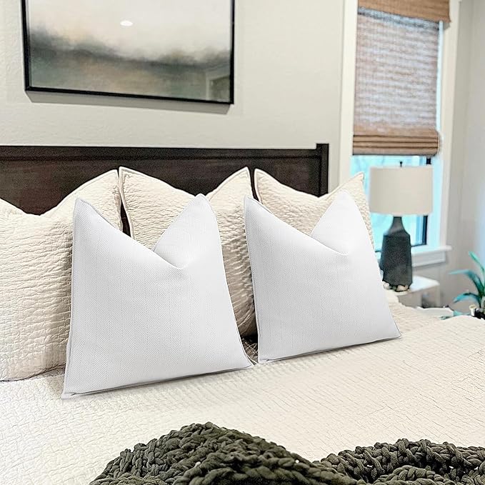 ZWJD Cream Pillow Covers 26x26 Set of 2 Chenille Throw Pillow Covers with Elegant Design Soft and Luxurious Decorative Throw Pillows for Couch, Bed, and Home Decor