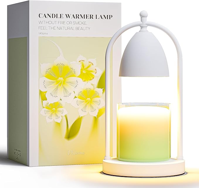 Candle Warmer Lamp with Timer, Electric Candle Warmer Lamp for Jar Candles, Candle Lamp Warmer with 2 Halogen Bulbs (White)
