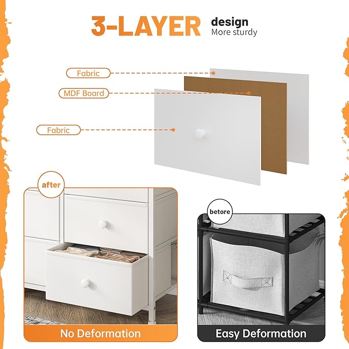 White Dresser for Bedroom with 13 Drawer,Entertainment Center for 40,50,55 inch, Modern Tv Stands & Chests of Drawers for Living Room, Hallway, Entryway
