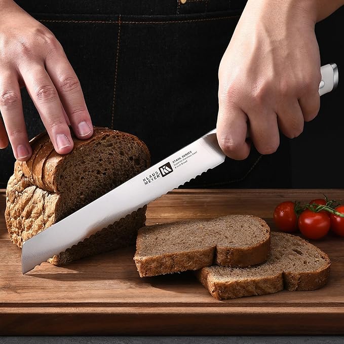 Stahl High Carbon Exclusive German Steel 8 inch Bread Knife (White)