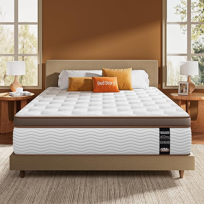 BedStory Full Size Mattress - 14 Inch Medium Firm Hybrid Mattress with 2.0mm Advanced Pocket Springs - Optimal Spine Alignment and Motion Isolation, CertiPUR-US Certified