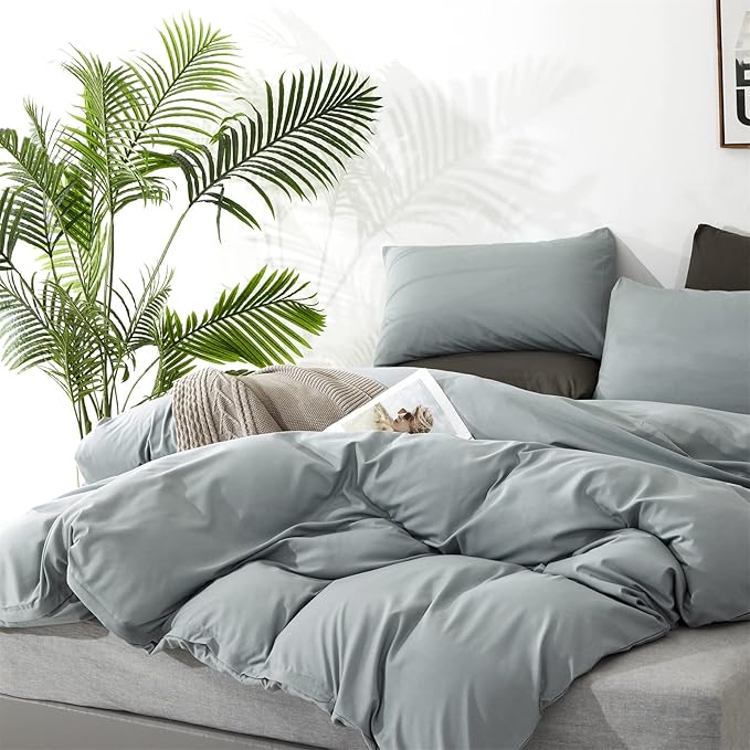Light Blue Comforter Full Set – Fog Blue Comforter Cloud-Like Comfort Lightweight & Breathable 3-Piece Bedding Set Size Wrinkle-Resistant & Machine Washable