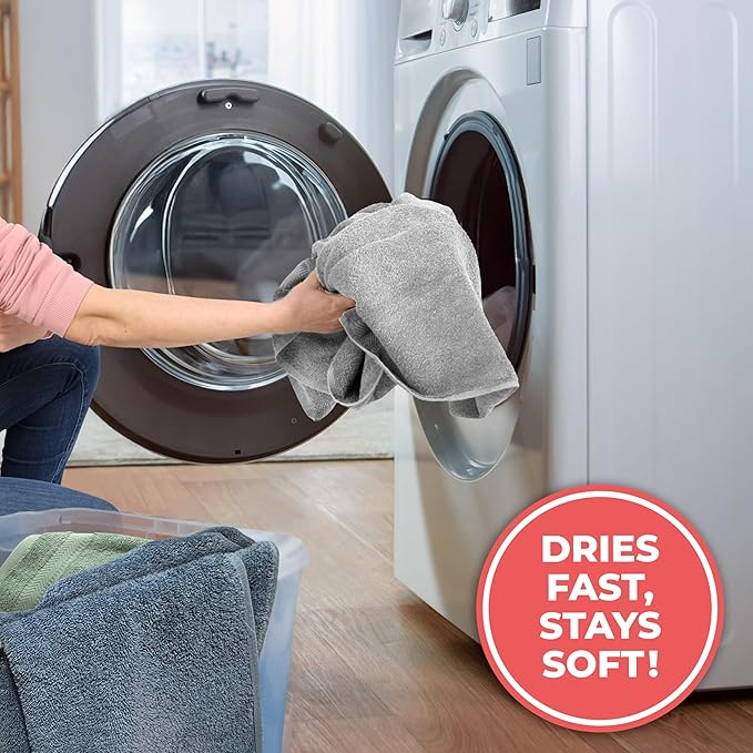 TEXTILOM 100% Turkish Cotton 6 Pcs Luxury Bath Towels, Soft & Absorbent Bathroom Towels Set (2 Bath Towel, 2 Hand Towel, 2 Washcloths)- Light Grey