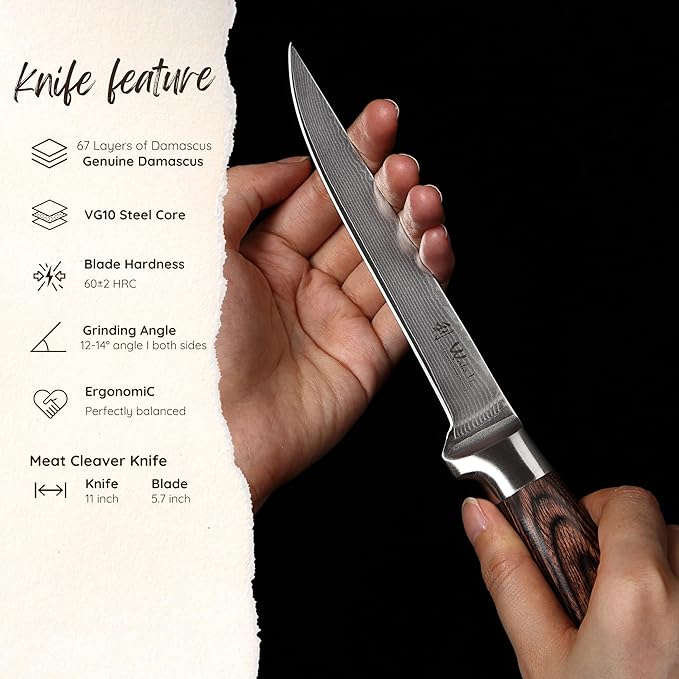 Wakoli EDIB Big Master Knife Foot Knife 14.5 cm blade 67 layers of real Big Master steel with Pakka wood handle I Premium Big Master Kitchen Knife and Cooking knife gift wrap