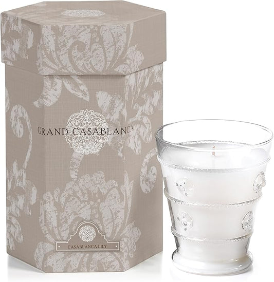 Zodax Grand Casablanca Glass Jar Scented Candle for Home Decor - Single-Wick Candle Ideal for Kitchen and Bathroom - Makes a Great Gift for Women and Men - Casablanca Lily - 8.3 Oz.