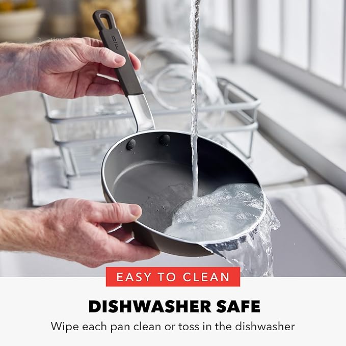 GreenPan x Bobby Flay 2 Piece- 8” and 10” Nonstick Frying Pan Skillet Set, PFAS-Free Diamond Ceramic, Induction Suitable, Stay-Cool Silicone Handle, Easy Clean Dishwasher & Oven Safe, Black