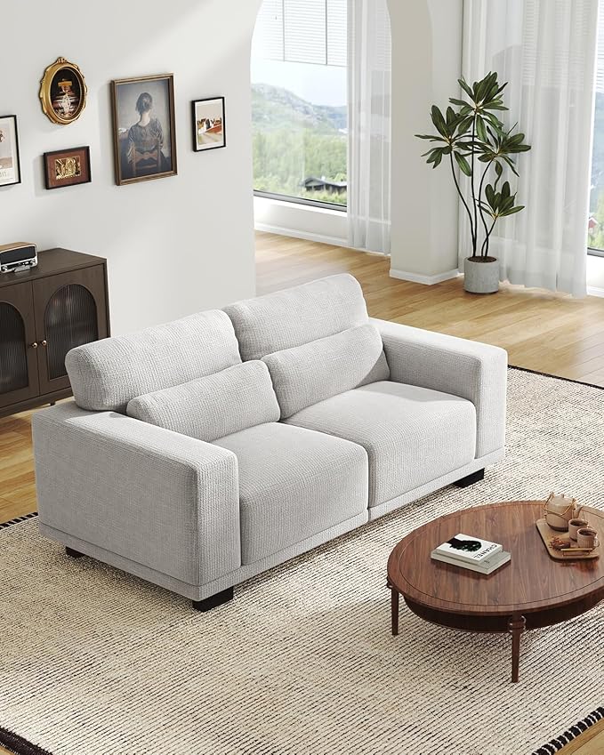 Pipishell Loveseat Couches for Living Room, 65" Modern Couch with Deep Seats and Wide Armrests, Comfortable Love Seat Sofa with Sturdy Frame, Easy to Clean with Removable Covers,Grey