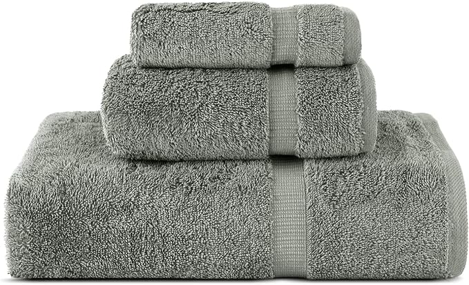 Chakir Turkish Linens | Hotel & Spa Quality 100% Cotton Premium Turkish Towels | Soft & Absorbent (Personalized 3-Piece Towel Set, Gray)