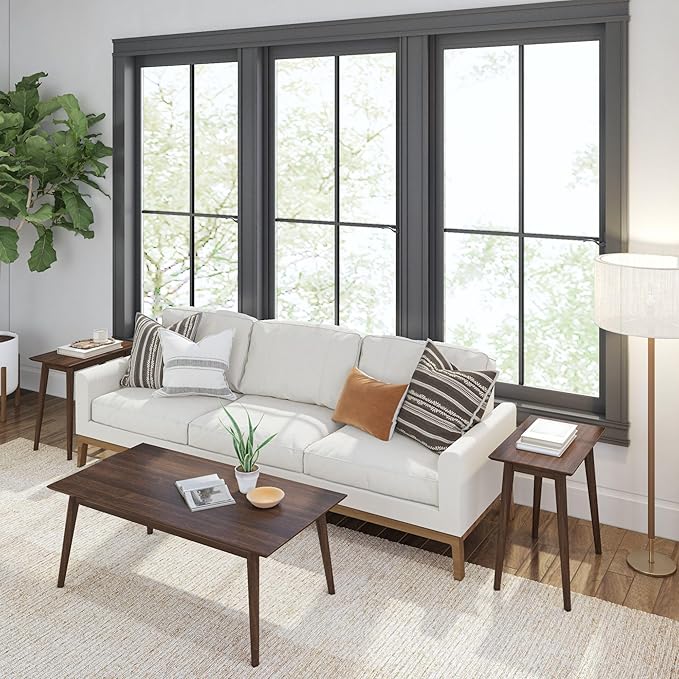 Plank+Beam 48 Inch Mid Century Modern Coffee Table, Wood Coffee Tables for Living Room, Rectangular Center Table, Occasional Table for Small Spaces, Walnut