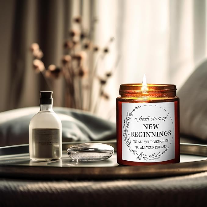 Gifts for New Beginnings - Housewarming New Home Gifts for Women, Men, Friends - House Warming Party Decor - Gift Idea for Retirement, New Job, Coworker Leaving - Lavender Scented Soy Candle