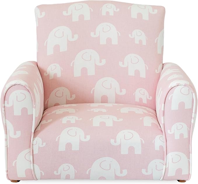 Kid Rocking Chair for Toddlers, Child Chair for Little Kids, Upholstered Toddler Armchair for Children, Comfy and Cute Little Kid Chairs (Rockers, Pink Elephants Print)
