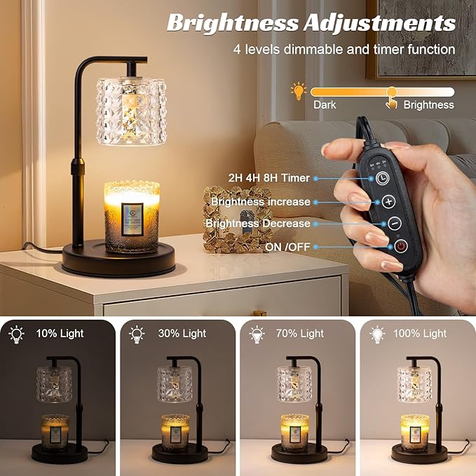 TantaScent Electric Candle Warmer Lamp in Vintage Birdcage Design with Timer – Scented Jar Candle Melter for Home Decor, Housewarming, Birthday, and Christmas (Includes 2 Bulbs) (Diamond Grid)