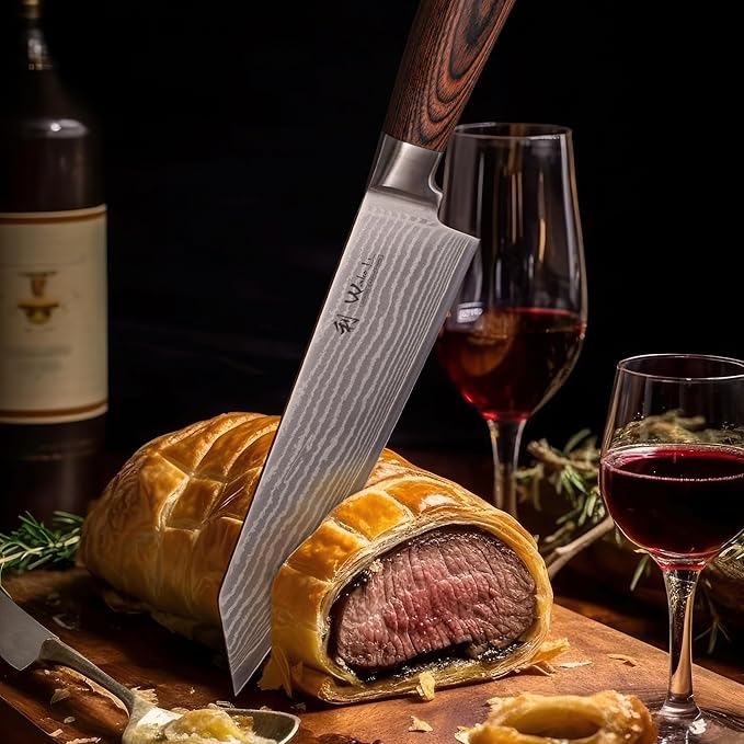 Wakoli EDIB Kiritsuke Chef Knife 8-inch - 67-Layer Damascus VG10 Core Steel, Razor Sharp Japanese Kitchen Knife with Pakkawood Handle, for Meat, Fish & Vegetables