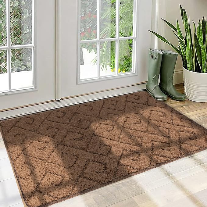 Walensee Indoor Doormat, Front Door Mat for Entrance (36"x59" Brown) Machine Washable Entryway Rug, Non Slip Trapper Door Rugs Absorbent Dirt Low Profile Shoes Scraper Inside Floor Mats