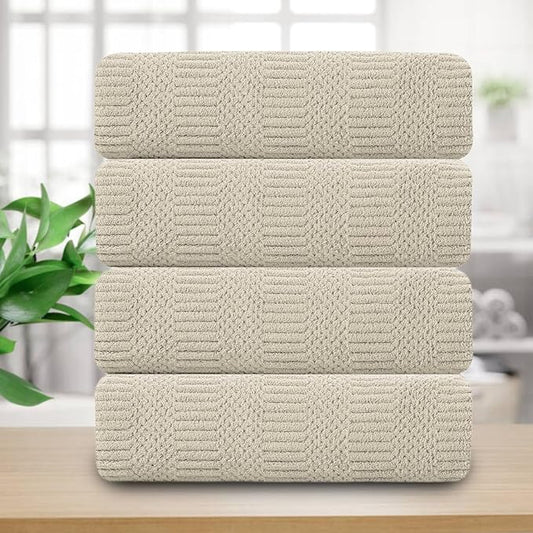 4 Piece Oversized Bath Towels Set 35x70 Inches, Cream Extra Large Soft Bath Sheet Chair Towels 600 GSM Highly Absorbent Quick Dry Towels Set for Bathroom Hotel Spa