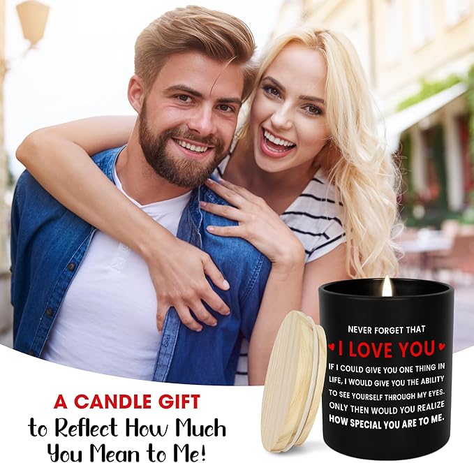 OASSIE Gifts for Her Him Women Men - I Love You Long Lasting Vanilla Lavender Scented Candle 10oz - Birthday Couple Gifts for Boyfriend Girlfriend Husband Wife