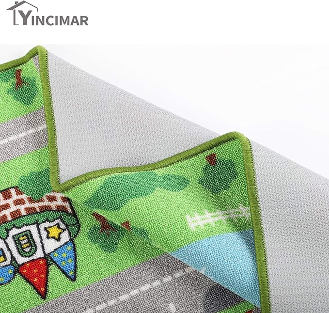 Yincimar Kids Carpet Playmat Rug, 5' x 6'6" Extra Large City Life Educational Car Rug for Baby Toddler Boy Bedroom Playroom