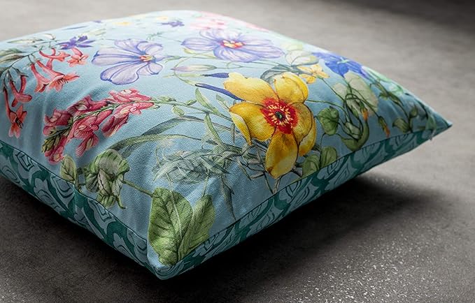 Maison d' Hermine Decorative Pillow Covers 18 x 18 Inch Square 100% Cotton Throw Pillow Covers with Invisible Zipper for Living Room Couch, Chair, Sofas, Bedroom, Home (Hesperides - Fleur)