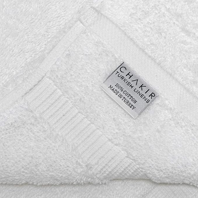 Chakir Turkish Linens 100% Cotton Premium Turkish Towels for Bathroom, 2 Large Bath Towels, 2 Hand Towels, 2 Washcloths (6-Piece Towel Set, White)