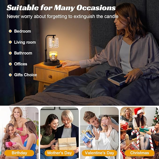 TantaScent Electric Candle Warmer Lamp in Vintage Birdcage Design with Timer – Scented Jar Candle Melter for Home Decor, Housewarming, Birthday, and Christmas (Includes 2 Bulbs) (Diamond Grid)