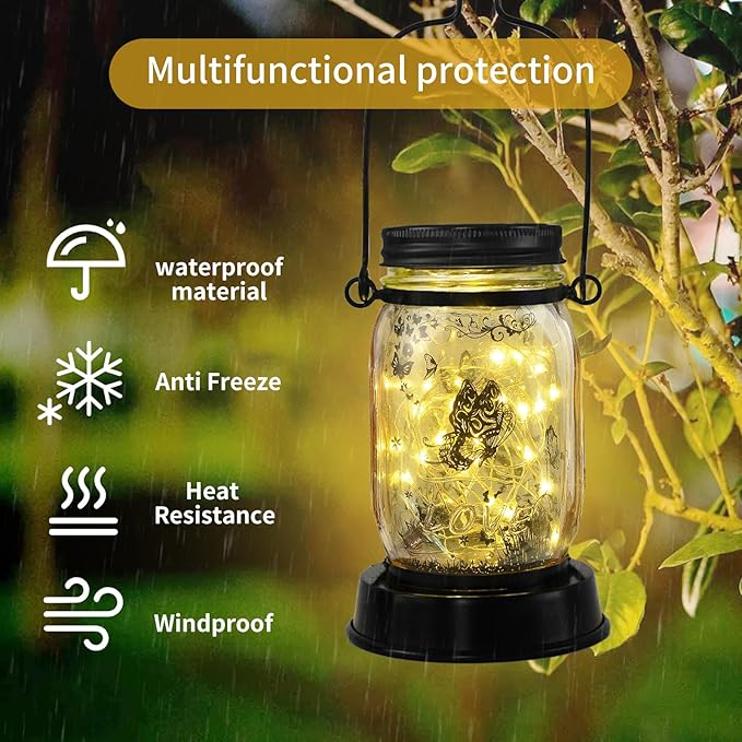 Styleonme Decor Outdoor Lantern, Solar Waterproof Butterfly Lights, Gifts for Women Mom Grandma, Butterfly Lovers Gifts, Hanging Butterflys Lanterns with Stake for Yard Corridor Garden Decor